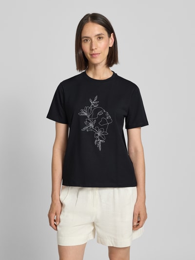 Vila T-shirt met motiefprint, model 'NORA' Zwart - 4