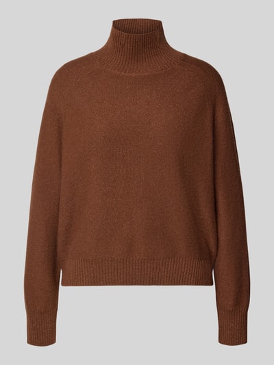 Produktfoto, Strickpullover aus Leinen-Mix Modell 'TORRE' von Marella, braun, gerippter Rollkragen, strukturierte Oberfläche, Damenmode