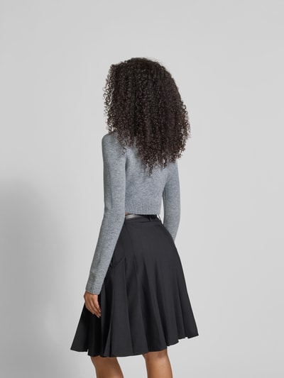 Self-Portrait Cropped Jacke in Strick-Optik Mittelgrau 5