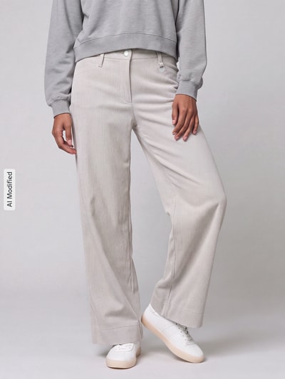 MAC Wide Leg Cordhose mit Gürtelschlaufen Modell 'Palazzo' Offwhite 4