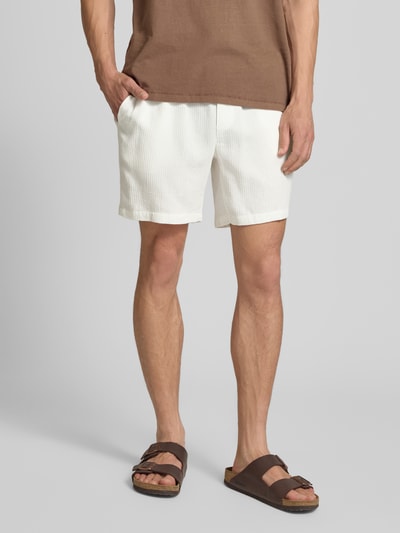 Only & Sons Szorty z fakturowanym wzorem i elastycznym pasem model ‘BERTIL’ Biały 4