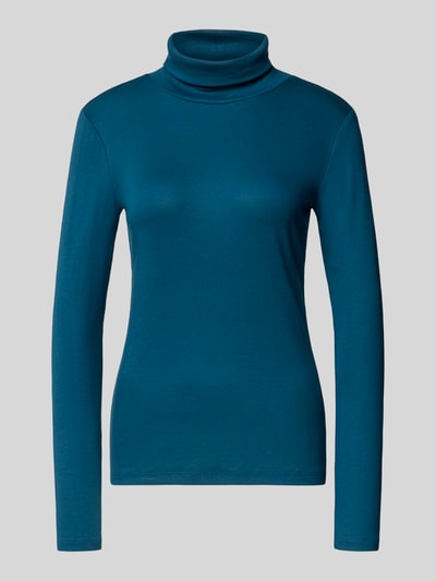 Tom Tailor Regular Fit Langarmshirt aus Baumwoll-Mix mit Rollkragen Petrol 2