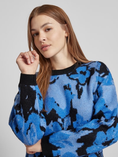 ICHI Gebreide pullover met ronde hals, model 'POVOKE' Blauw - 3