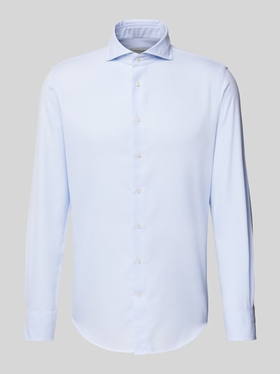 Profuomo Slim fit zakelijk overhemd met haaikraag, model 'X-Cutaway' Blauw - 2