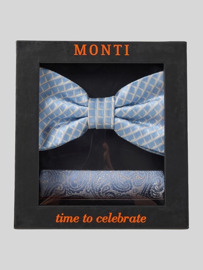 Monti Strik en pochet in een set van pure zijde Lichtblauw - 1