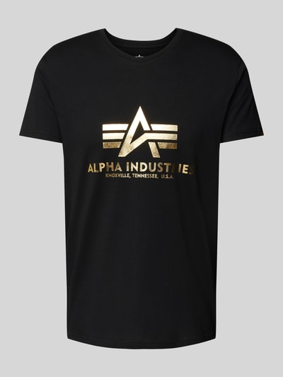 Alpha Industries T-Shirt mit Label-Print Metallic Black Melange 1