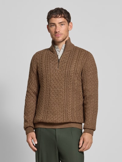 Jack & Jones Premium Gebreide pullover met ribboorden, model 'BLUSEAN' Middenbruin - 4