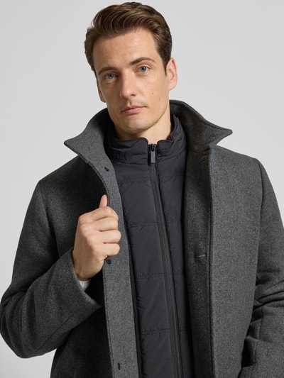 SELECTED HOMME Regular fit lange wollen jas met gewatteerde inzet, model 'RAINAR' Zilver - 3