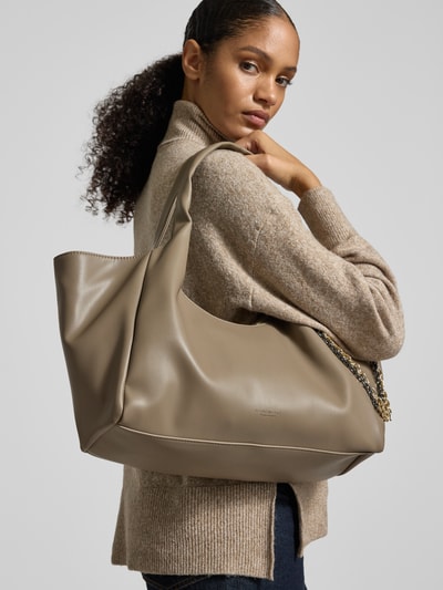 Seidenfelt Handtas met hengsels, model 'LAINIO' Taupe - 1