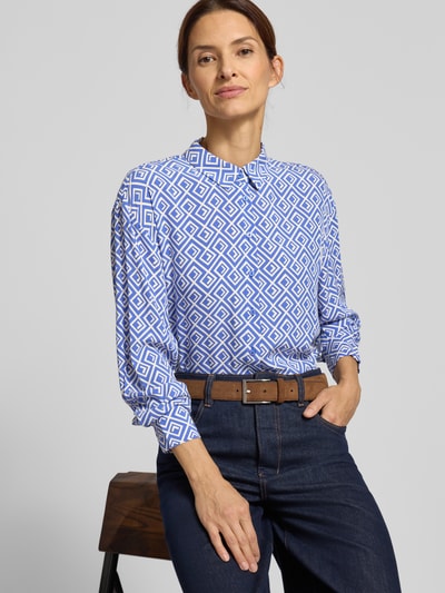 Christian Berg Woman Regular fit overhemdblouse van viscose met grafisch motief Koningsblauw - 3