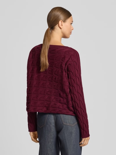Oui Regular fit pullover in gebreide look Bordeaux - 5