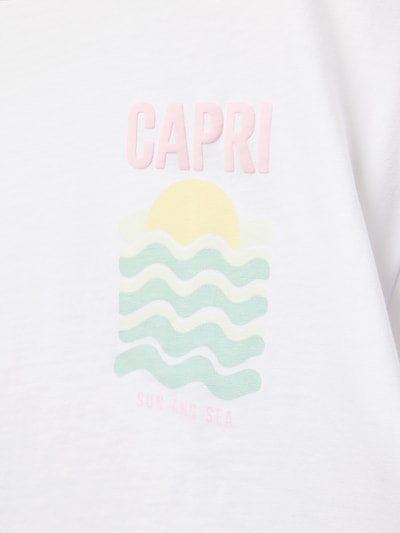Mango Cropped T-Shirt mit Motiv-Print Ecru 2