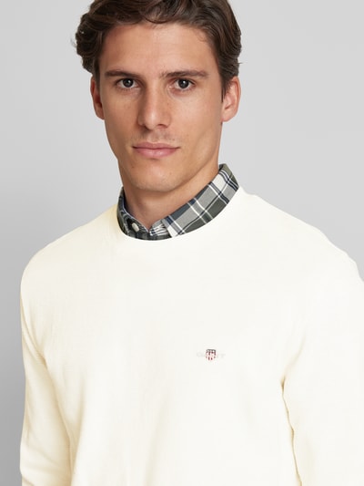 Gant Sweatshirt mit Label-Stitching Offwhite 3