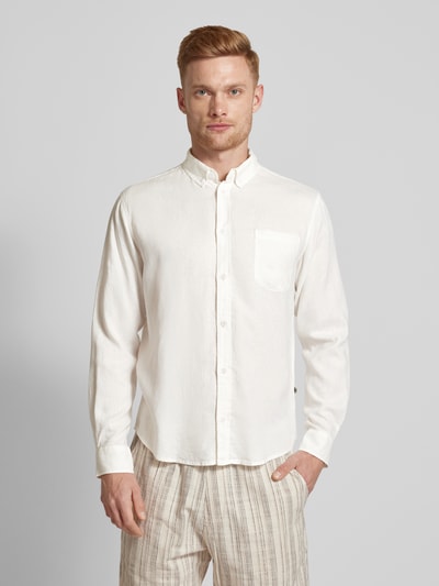 Thinking Mu Regular Fit Freizeithemd mit Brusttasche Modell 'WHITE HEMP ANT' Offwhite 4