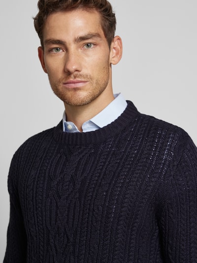 Jack & Jones Premium Sweter z dzianiny z prążkowanymi wykończeniami model ‘BLUDIOGO’ Ciemnoniebieski 3