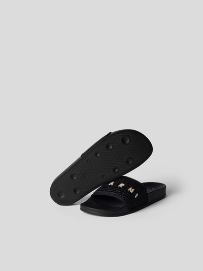 Marni Slides mit Label-Stitching Schwarz 5