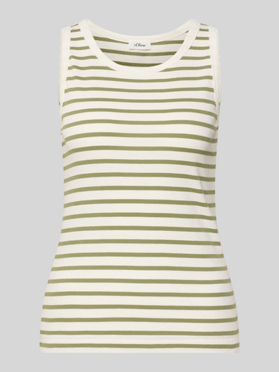 Produktfoto, Regular Fit Tank Top aus katoenmix van s.Oliver RED LABEL in tweekleurige look met gestreept motief, fijnribstructuur, u-hals, brede bandjes.