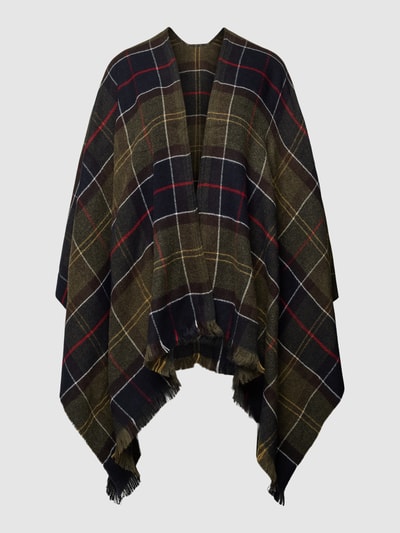 Barbour Poncho mit Fransen Modell 'STAFFEN' Oliv 1