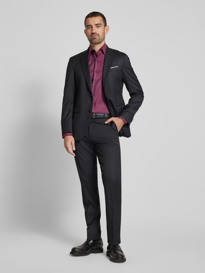 BOSS Slim Fit Business-Hemd mit Kentkragen Modell 'Hank' Aubergine 1