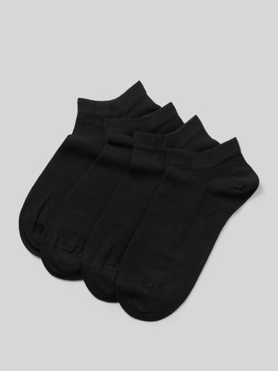 Produktfoto, Slim Fit Socken aus Viskose-Mix im 4er-Pack von Christian Berg Men, schwarz, knöchellang, glatte Struktur, elastisch