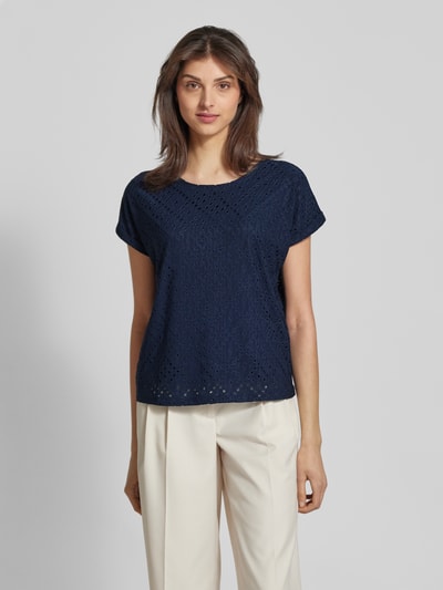 Vero Moda Relaxed Fit T-Shirt mit Lochspitze Modell 'TASSA' Marine 4