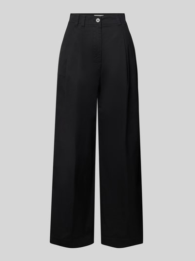 Marc O'Polo Spodnie z zakładkami w pasie i szerokimi nogawkami z mieszanki bawełny Czarny 2