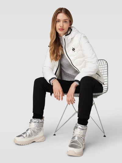 Blauer Usa Steppjacke mit Stehkragen Weiss 3