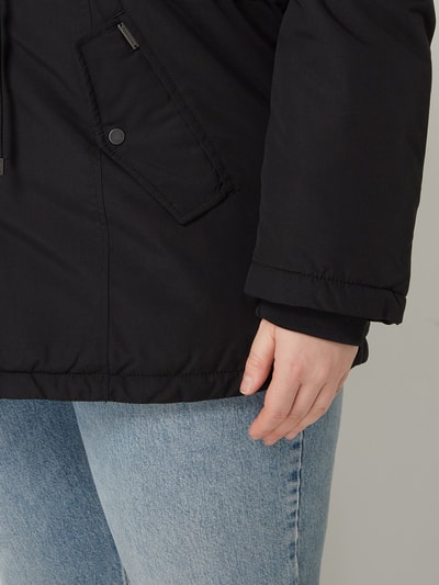 Vero Moda Curve PLUS SIZE parka met wattering, model 'Agne Beate' Zwart - 3