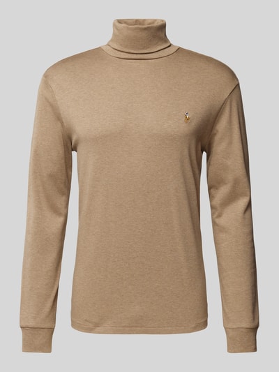 Polo Ralph Lauren Longsleeve mit Rollkragen und Label-Stitching Hellbraun 2