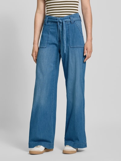 MAC Jeansy z szeroką nogawką i wiązanym paskiem model ‘Sienna’ Niebieski 4