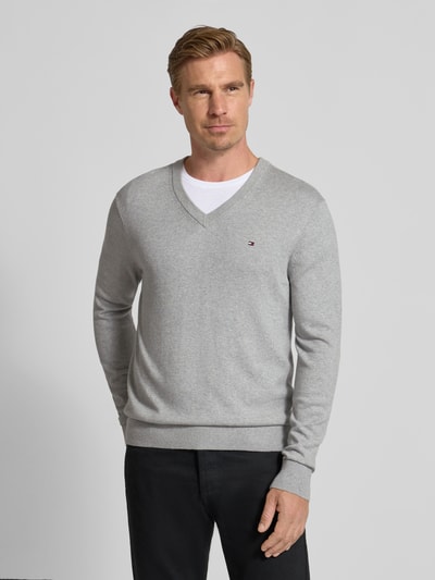 Tommy Hilfiger Regular fit pullover van een mix van katoen en kasjmier Lichtgrijs gemêleerd - 4
