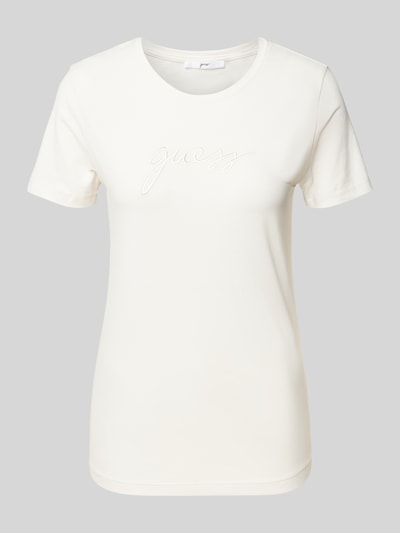 Guess T-Shirt mit Label-Stitching Modell 'LUCIA' Beige 2