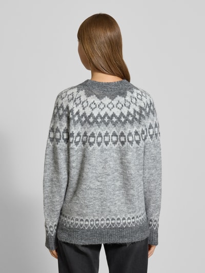 FREE/QUENT Gebreide pullover in Noorse look, model 'Novala' Antraciet - 5