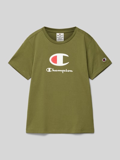 CHAMPION T-Shirt mit Label-Print Oliv 1