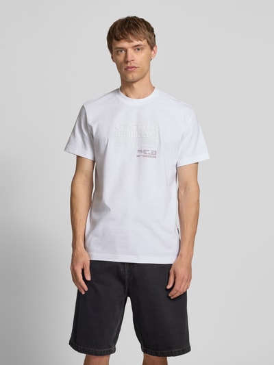 G-Star Raw T-Shirt mit Label-Print Modell 'Originals' Weiss 4