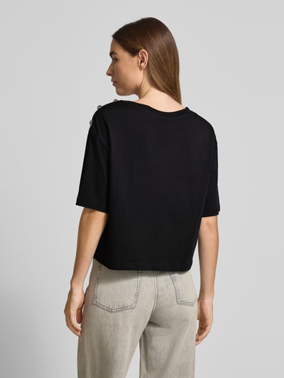 ARMANI EXCHANGE T-Shirt mit Label-Print und Zierknöpfen Black 5