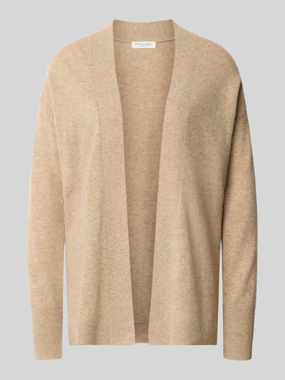 Produktfoto, Strickjacke in offener Passform von Christian Berg Woman aus reiner Baumwolle, beige Farbe, gerippte Abschlüsse, Regular Fit.