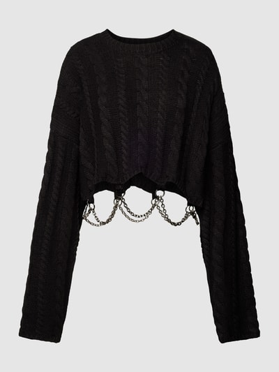 The Ragged Priest Sweter krótki z dzianiny z łańcuszkiem model ‘WIDOW’ Czarny 2