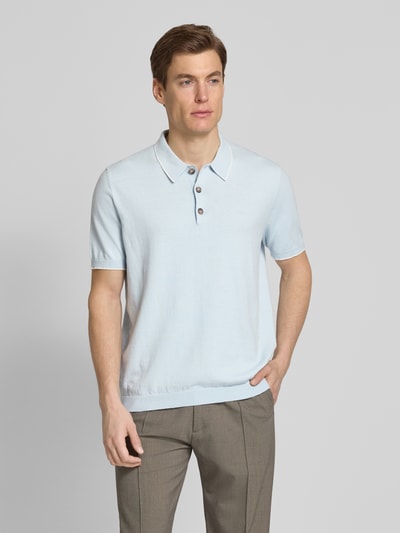 Fynch-Hatton Poloshirt mit kurzer Knopfleiste Hellblau 4