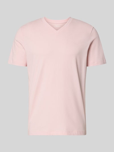 Produktfoto, Regular Fit T-Shirt aus reiner Baumwolle von s.Oliver RED LABEL, jednolity, krój regular fit, V-dekolt, krótki rękaw, bawełna, jersey, jasnoróżowy odcień, delikatna faktura