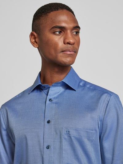 OLYMP Regular Fit Business-Hemd mit logo-Stitching Modell 'Global' Marine 2