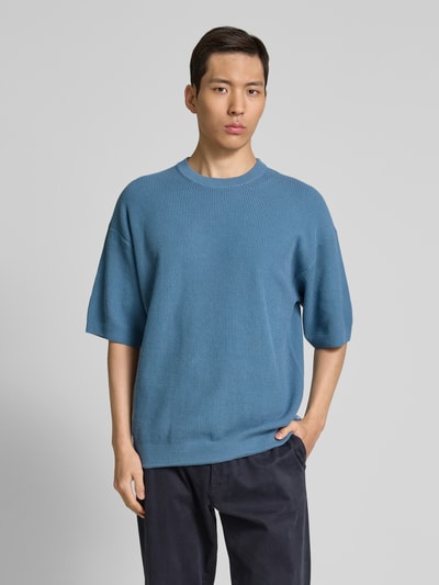 Jack & Jones Premium Gebreid shirt met ronde hals, model 'KALEB' Oceaanblauw - 4