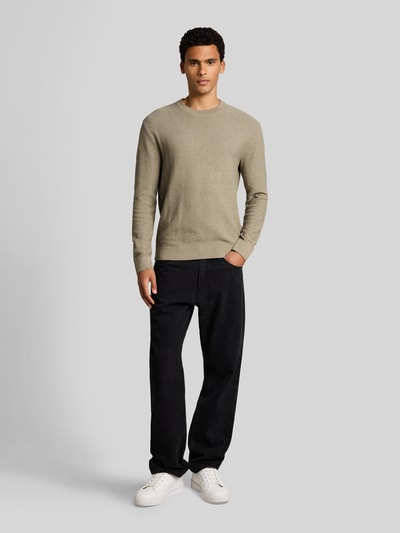Tom Tailor Denim Sweter z czystej bawełny z okrągłym dekoltem Ciemnozielony 1