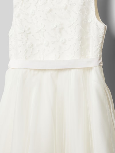 Une Hautre Couture Kleid mit floraler Stickerei Offwhite 2