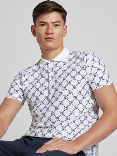 JOOP! Collection Regular fit poloshirt met all-over logoprint, model 'Thilo' Wit - 3