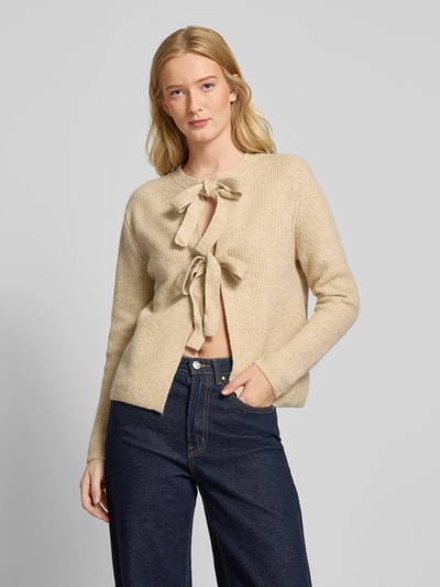 Pieces Regular Fit Cardigan mit Wolle in Melange Modell 'SILLY' Beige 4