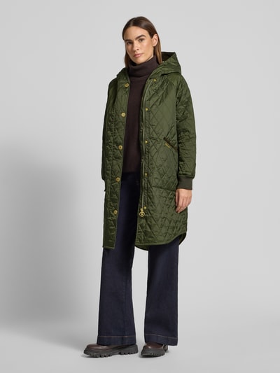 Barbour Relaxed fit gewateerde lange jas met corduroy, model 'HILARY' Olijfgroen - 1