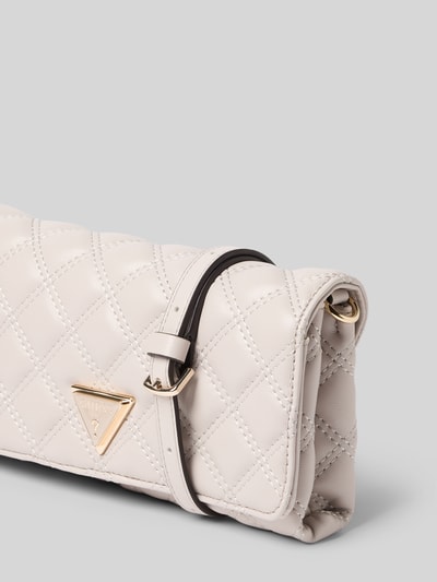 Guess Clutch met doorgestikte naden en labelapplicatie, model 'GIULLY II' Steengrijs - 3