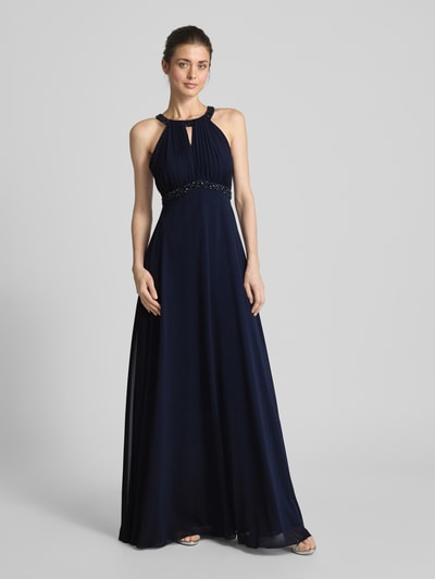 Jake*s Cocktail Abendkleid mit Schlüsselloch-Ausschnitt Marine Melange 4