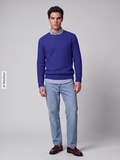 Polo Ralph Lauren Sweter o kroju regular fit z mieszanki wełny i kaszmiru Niebieski 1
